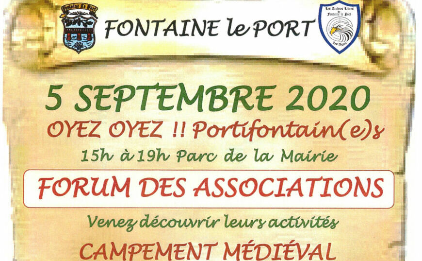 Le Comité des Fêtes de Fontaine le Port sera présent au FORUM des associations organisé par la Municipalité sur le thème médiéval