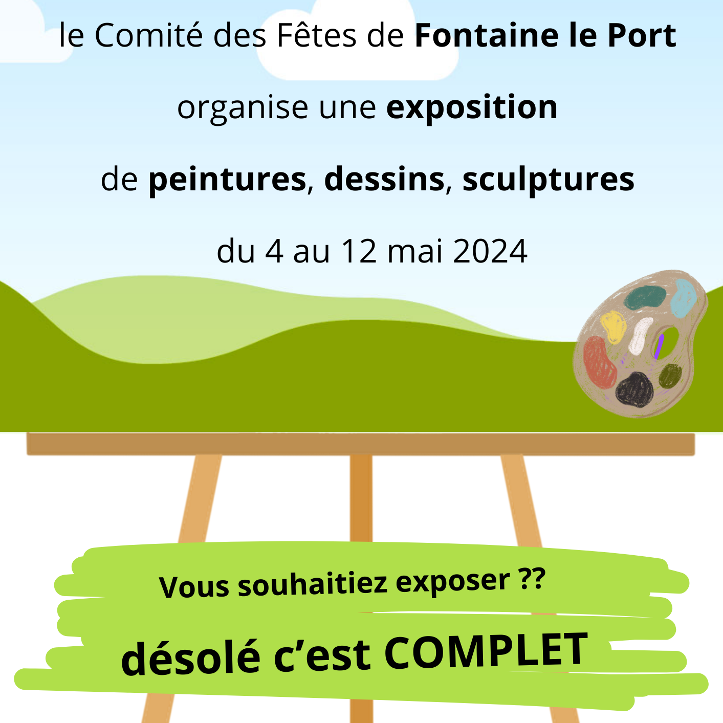 inscription pour exposer à fontaine le port avec le comité des fêtes