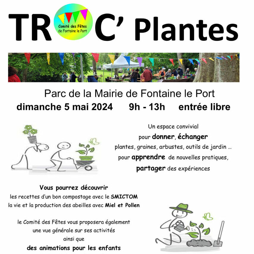 Le TROC'Plantes de printemps aura lieu le dimanche 5MAI prochain dans le parc de la mairie. Il reste quelques semaines pour s'y préparer.